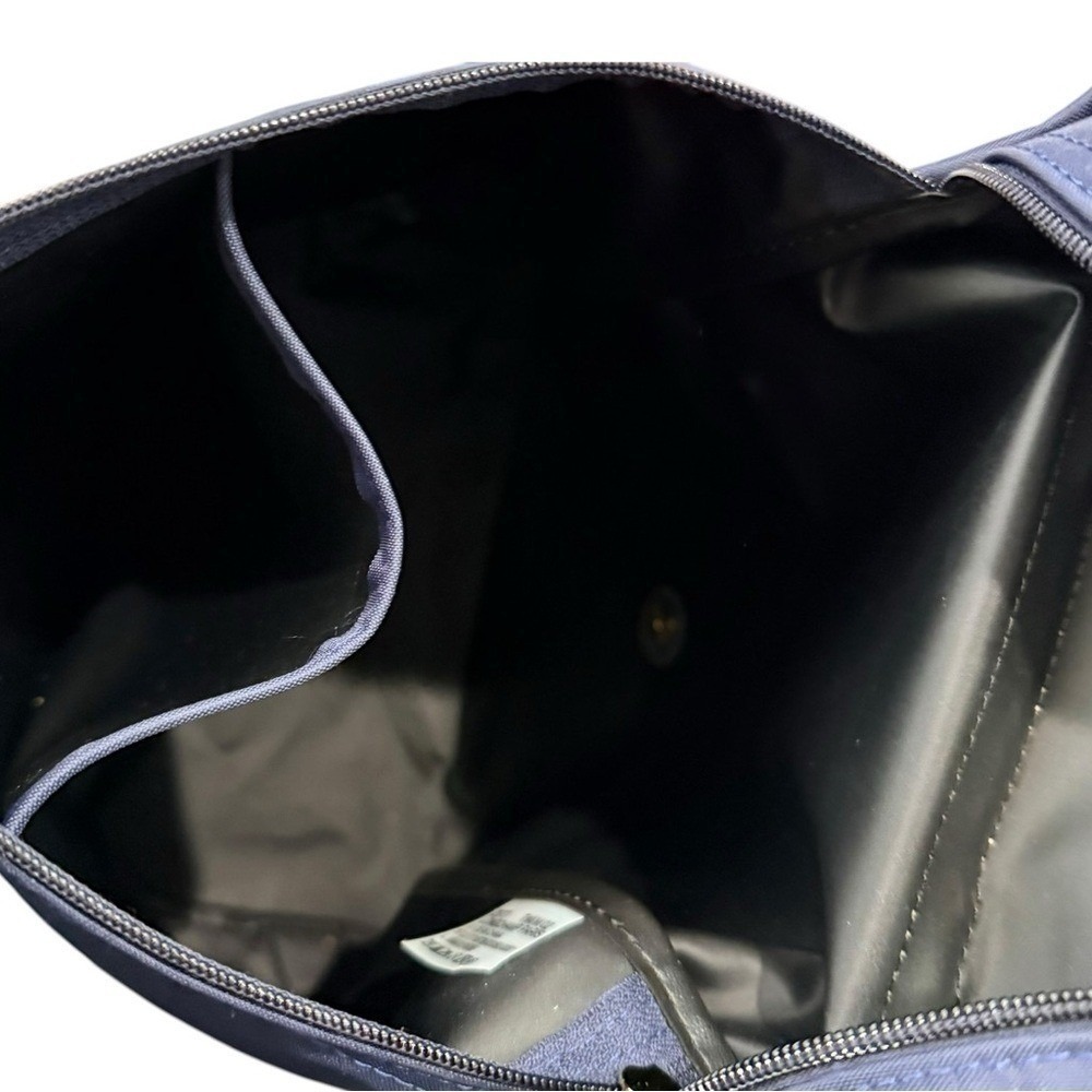 New Longchamp Le Pliage Folding Original M Backpack Navy Blue / Brown Leather - Picture 6 of 7